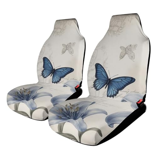 Housse de siège de voiture motif floral bleu universelle élastique auto
