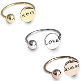 MignonandMignon Personalized Custom Name Initial Disc Ring Gift For Her - ROCB