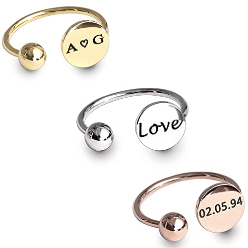 Mignonandmignon Personalized Custom Name Initial Disc Ring Gift For Her - Rocb #TOP29