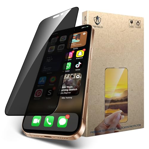 Image of IQShield My-View Privacy Screen Protector Tempered Glass Guard for iPhone 15 Pro, 9H Hardness, 2-Way Anti-Spy, Case Friendly [1 Pack]