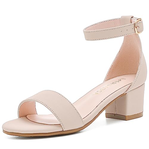 LAURMOSA Sandalen Mädchen Stöckelschuhe Kinder Sandalen Mädchen 35 5 Absatzschuhe Kinder Festliche Schuhe mit Absatz Nude Kommunionschuhe für Jugendliche Hochzeit Party Erstkommunion (EUL1008NuNude 3)