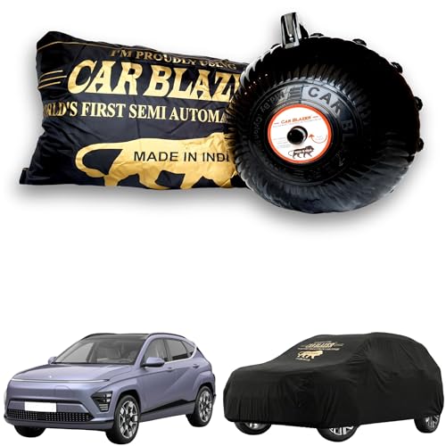 Image of CARBLAZER Portable & Semi-Automatic Full Body Car Covers: Heavy Duty| Anti-Theft| Dust & Scratch Proof | Water & Wind Resistant | Dual-Side Car Covers, Compatible for Hyundai Kona Electric