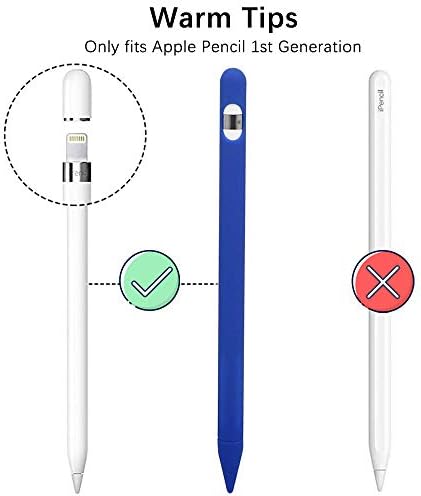 Case for Apple Pencil 1st Silicone Protective Cover Sleeve Anti-slip Added Cable Adapter Tether,Compatible with Apple Pencil 1st GenWhite