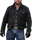 ATHSOCHAR Men’s Black Western Cowboy Jackets – TV Series Old West Style Cotton Ranch Jacket with Logo, Classic Cowboy Outfit (US, Alpha, XX-Large, Regular, Regular, Cowboy Black Jacket With Logo)