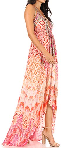 Image of Sakkas Lizi Womens Maxi High-Low Halter Handkerchief Long Dress Beach Party