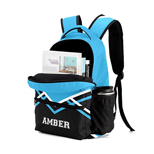 Personalized Cheerleaders Blue Black with Name Text Custom Backpack for Sport Camping Picnic, 12.2(L)x5.9(W)x16.5(H) Inch4