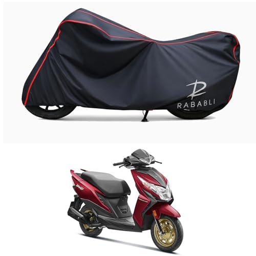 Image of Waterproof Bike Body Cover Compatible for | Honda Dio | Taffeta Fabric, Red Piping Design, Bottom Elastic Fit | Dustproof, Sun UV & Rain Protection for All Bikes