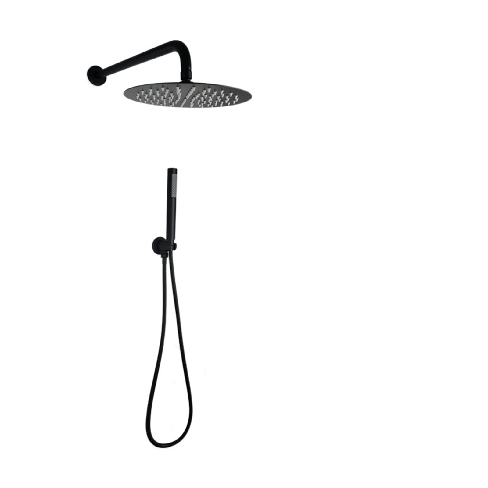 Système de salle de bain douche effet pluie 12 pouces et douchette noire