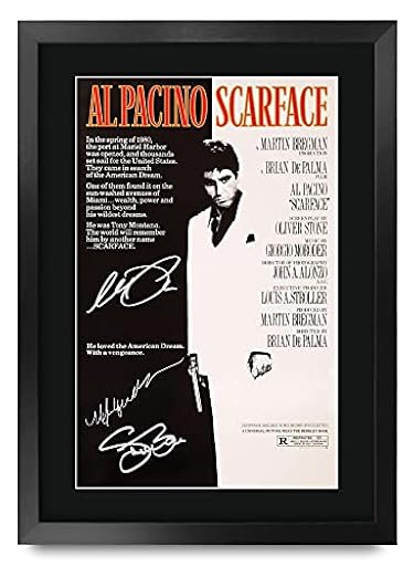 HWC Trading Scarface A3 Enmarcado Regalo De Visualización De Fotos De Impresión De Imagen Impresa Autógrafo Firmado Por Al Pacino Steven Bauer Michelle Pfeiffer Los Aficionados Al Cine | Ya disponible en tu tienda friki favorita! En mundofriki.es!