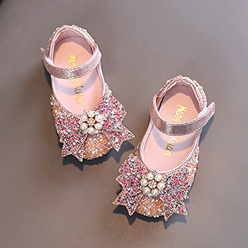 IWIHMIV Girls Mary Jane Dress Shoes Ballet Flat with Bow Pearl Rhinestones Shining Baby Girls Shoes4