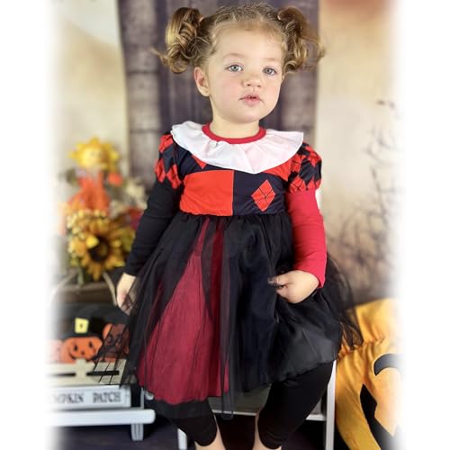 Image of HINTINA 3PCS Baby Girls Halloween Outfits Skull Tops Ghost Leggings Pants with Csarf Hat Clothes set