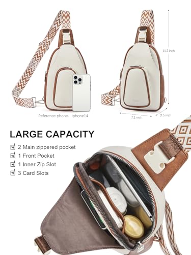 Image of CLUCI Cross Body Bag Large Sling Bag for Women Leather Sling Backpack Fanny Pack Chest Bag for Travel Hiking