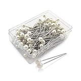 Sewroro 100pcs Round Pearl Head Pins Sewing Pins with Box Pearlized Ball Head Pins Straight Pins for