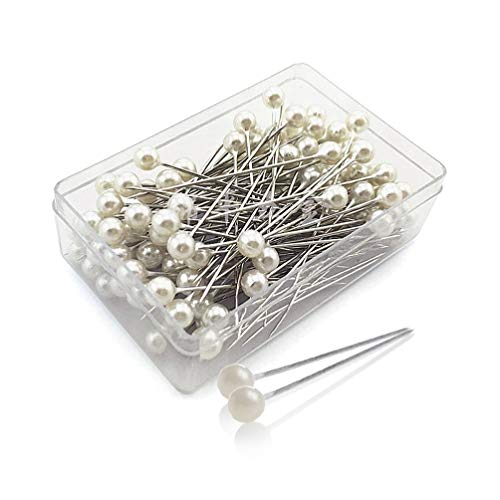 Sewroro 100Pcs Round Pearl Head Pins Sewing Pins With Box Pearlized Ball Head Pins Straight Pins For Diy Sewing Crafts (Pearl White) #TOP14
