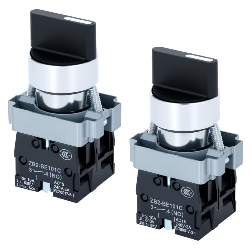 EBILNVKE 2 Pack 22mm 3 Position Maintained Selector Switch