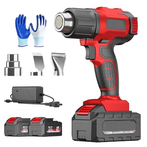 Pistola de calor inalámbrica, recargable, for soldar, de aire caliente, con pantalla digital, herramienta eléctrica for manualidades, tubos termorretráctiles y envoltura de vinilo.(2 batteries)