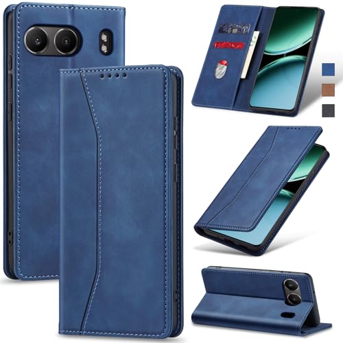 Image of Jasonyu Case for OnePlus Nord 4 5G Leather Wallet Flip Cover with Card Holder,Kickstand, Magnetic Closure,TPU Shockproof Phone Case Compatible with OnePlus Nord 4 (Blue)