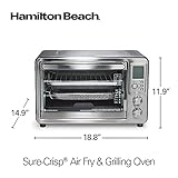 Hamilton Beach 6-in-1 Sure Crisp Air Fryer Toaster Oven Combo & Electric Indoor Grill, 450 F Searing Temp, Bake, Broil, Toast and Pizza Function, .88 cu. ft., 6 Slice Capacity, Stainless Steel (31395)