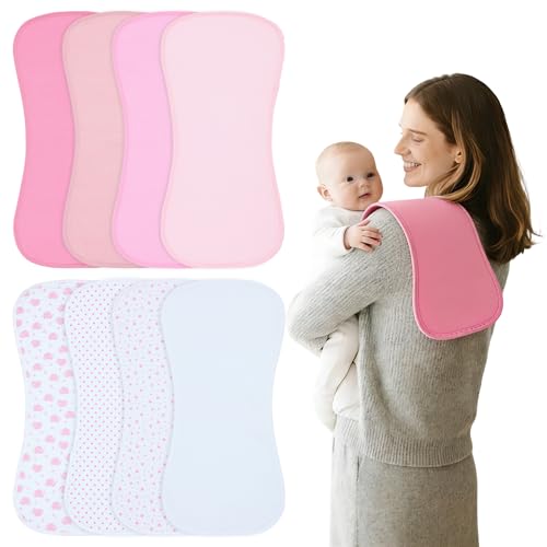Benoxine Waterproof Baby Burp Cloths 8-Pack - 4-Layer Super Absorbent Fabric, Extra Soft Plush Spit Up Rags for Newborns Infants, Unisex for Baby Boy...
