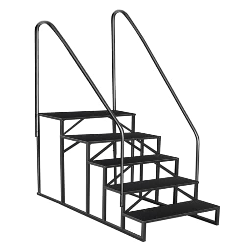 Image of 5 Step RV Steps with 2 Handrails, Outdoor RV Stairs with Anti-Slip Pedals