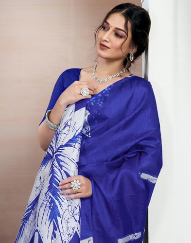 Image of SIRIL Women's Cotton Printed Saree With Unstitched Blouse Piece