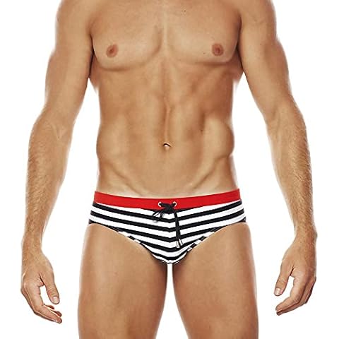 UXH Mens Swimsuit Briefs Padded Swimwear Male Strips Sexy Swimming Board Beach Surfing Swim (Black,Tag XL(US L)) Cover