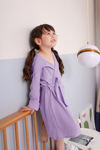 Image of TADO MUSLIN Organic Cotton Toddler Bathrobe, Soft and Breathable Baby Robe for Kid, Boy& Girl Hooded Robe Muslin