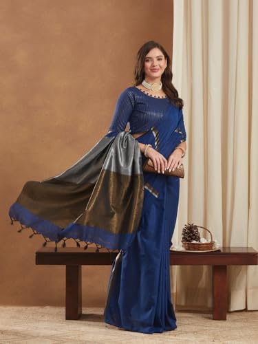 Image of Women's Banarasi Silk With Jacquard Print Saree With Blouse