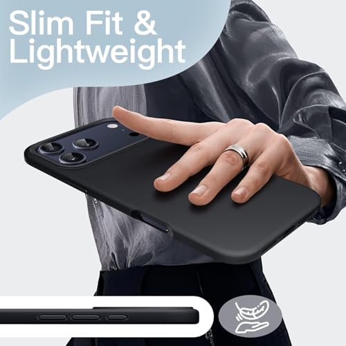 Image of Silicone Case for iPhone 17 Pro Max 6.9-Inch, Silky-Soft Touch Full-Body Protective Phone Case, Shockproof Back Cover for iPhone 17 Pro Max (Black)