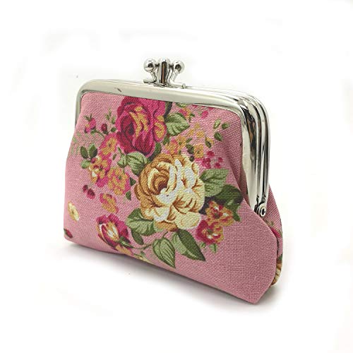 Image of Cute Floral Buckle Coin Purses Vintage Pouch Kiss-lock Change Purse Wallets
