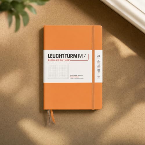 Image of LEUCHTTURM1917 - Notebook Hardcover Medium A5-251 Numbered Pages for Writing and Journaling (Apricot, Dotted)