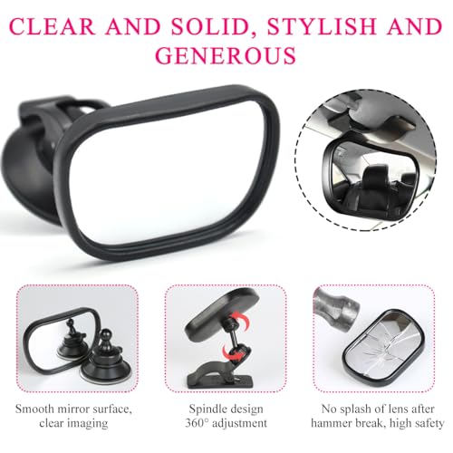 Image of Ohleats Baby Car Mirror, Shatter-Proof Rear Facing Mirror for Infant Safety, 360 Rotation Clear View for Windshield Sun Visor
