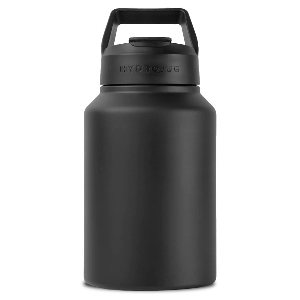 HydroJug 64oz Stainless Steel Water Bottle by - Triple-Insulated, BPA-Free - Wide-Mouth, Dual-Function Spout, Carry Handle - Cold 24 Hrs - Durable for Gym, Outdoors, Work - Leakproof, Easy-Care