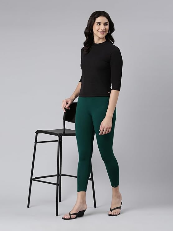 Image of Women Cotton Solid Belt Ankle Length Legging Four Way Lycra Leggings