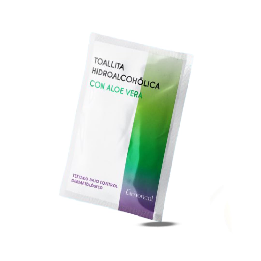 Toallitas Hidroalcohólicas con Aloe Vera, Sobres Individuales, Higiene de Manos sin Aclarado, Mínimo 70% Alcohol (100 unidades)