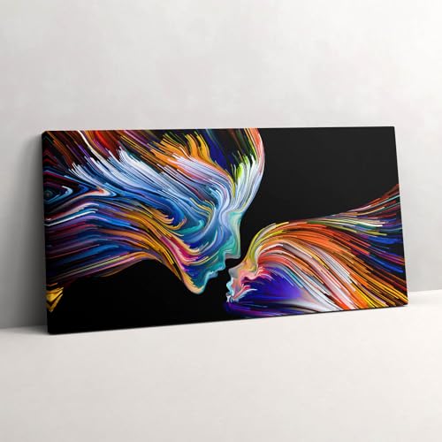 Visages humains colorés abstraits : illuminez votre salon avec ce grand tableau