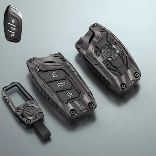 Image of BKN Luxury Metal Silicon Transformer Waterproof Car Key Cover with Keychain & Full Protection Compatible with MG ZS EV Electric | Astor | 3 Button Smart Car Key Cover Shell
