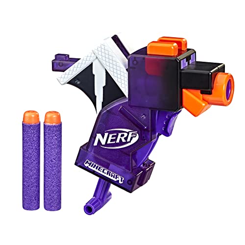 Image of Nerf MicroShots Minecraft Ender Dragon Mini Blaster, Minecraft Dragon Mob Design, Includes 2 Official Elite Darts, Priming Handle