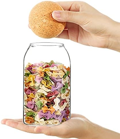 Glass Jar with Ball Cork Lid,Airtight Food Storage Jars Airtight Sealing Kitchen Canisters for Canning Cereal,Pasta,Spice Jars-500ML/750ML/1000ML