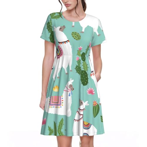 Robe d'été col rond fluide pour camoufler les rondeurs avec style