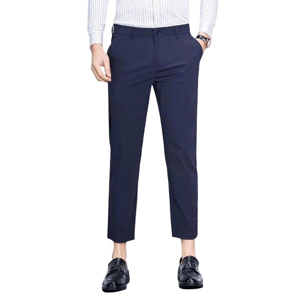 Mens Ankle-Length Dress Korean Slim Fit Pencil Cut Classic Pant