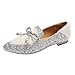 Grembiule da Cucina Bianco Moda Bowknot Scarpe con Strass Scarpe Glitter da Donna Slip-on Tempo Libero Scarpe Casual da Donna all'aperto Grembiule Insegnante Scuola Infanzia (Silver, 40)