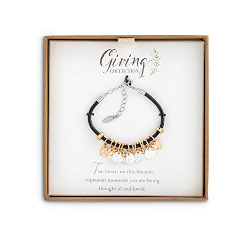 Demdaco Heart Giving Metallic 7 Inch Zinc Alloy Metal And Leather Bracelet #TOP6