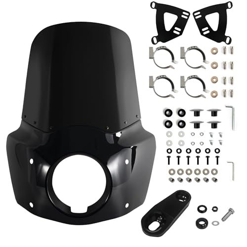 Image of FATECIM Motorcycle 5.75 inch Headlight Fairing with 15 inch Dark Smoke Windshield Windscreen & 35-41mm Mounting Hardware For Harley 86-15 Sportster 1200 Iron 883 XL883N Sportster 1100