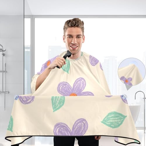 Capa para cortar cabello impermeable profesional MAOBLYR con cierre ajustable de broches, en diseño Floral de menta verde con hojas miniatura 6