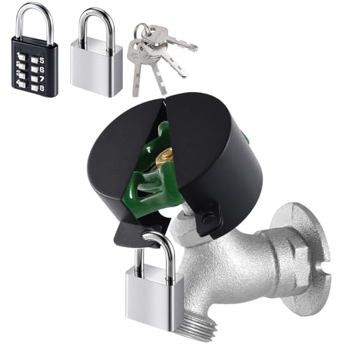 Wasserhahn Schloss,Wasserhahn-Set FüR Den AußEnbereich, Edelstahl-Abdeckung FüR Den AußEnhahn, Geeignet FüR Garten, Zimmer Und KüChe Schlauchschloss (2 VorhäNgeschlöSser)-Schwarz