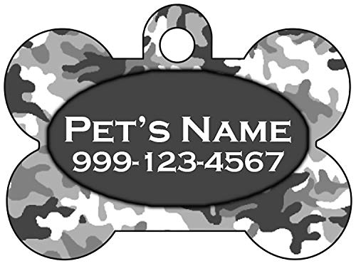 Camo Dog Tag Pet Id Tag Personalized w/Your Pet's Name & Number (Urban Gray)
