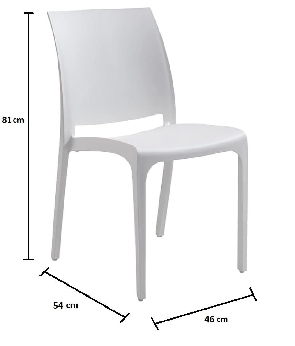 GLOUPIE Set 4 Sedie Volga In Polipropilene Bianco, Impilabili, Dimensioni 54 x 46 x 81 Cm, Peso 3,5 Kg,Per Interno Ed Esterno, Made In Italy, Sedia Impilabile
