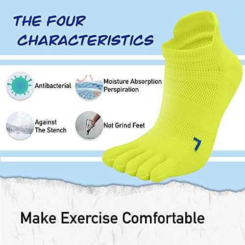 Jdq Toe Socks For Men Women, Running Five Finger Crew Socks, Yoga Socks, Athletic Low Cut Socks, No Show Soft Comfortable Breathable 2 Pairs(Green)-M #TOP4