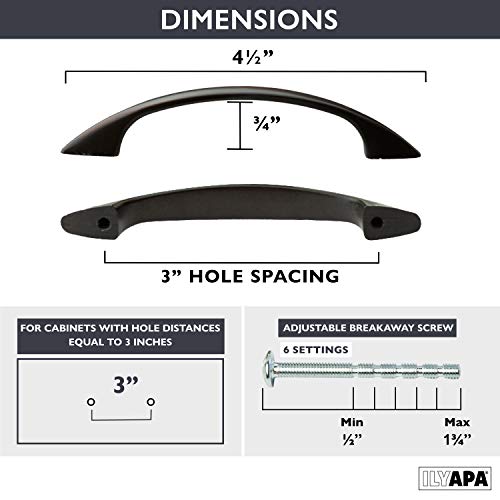 image for Ilyapa 25 Pack 3 Inch Oil Rubbed Bronze Cabinet Pulls - Kitchen Drawer
